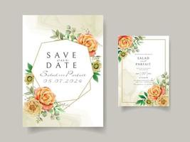 modèle de carte d'invitation de mariage avec un design de roses rouges vecteur