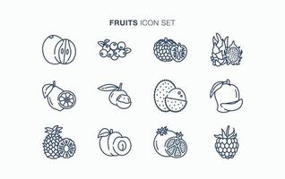 fruits frais et jeu d'icônes de tranche vecteur