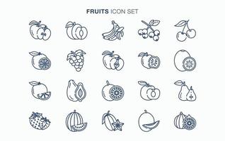 fruits frais et jeu d'icônes de tranche vecteur