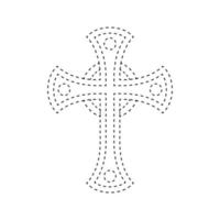 feuille de travail de traçage de la croix chrétienne pour les enfants vecteur