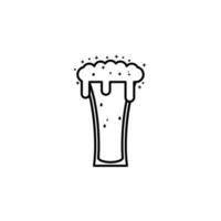icône de verre de boisson gazeuse avec soda et mousse sur fond blanc. style simple, ligne, silhouette et épuré. noir et blanc. adapté au symbole, au signe, à l'icône ou au logo vecteur
