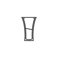 icône de verre de boisson gazeuse à moitié remplie d'eau sur fond blanc. style simple, ligne, silhouette et épuré. noir et blanc. adapté au symbole, au signe, à l'icône ou au logo vecteur