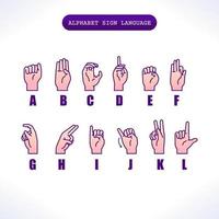 alphabet langue des signes al main caractère vecteur