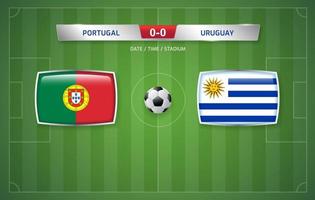 modèle de diffusion du tableau de bord portugal vs uruguay pour le tournoi de football sportif 2022 et illustration vectorielle du championnat de football vecteur