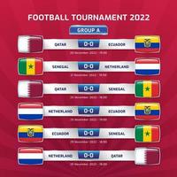 football 2022 et tournoi de championnat de football au qatar - groupe a qatar equateur sénégal pays-bas illustration vectorielle vecteur