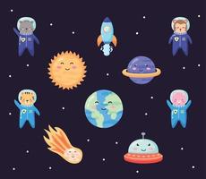 dix icônes d'animaux de l'espace vecteur