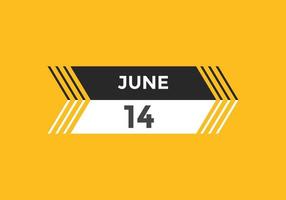 rappel du calendrier du 14 juin. Modèle d'icône de calendrier quotidien du 14 juin. modèle de conception d'icône calendrier 14 juin. illustration vectorielle vecteur