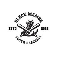 création de logo de baseball mascotte mamba noir vecteur
