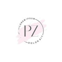 logo minimaliste pz initial avec pinceau, logo initial pour signature, mariage, mode. vecteur