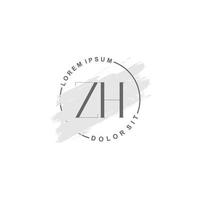 logo minimaliste initial zh avec pinceau, logo initial pour signature, mariage, mode. vecteur