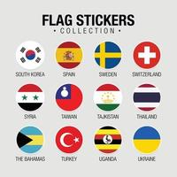 drapeaux nationaux du monde autocollants avec noms vecteur