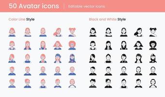 Ensemble de 50 icônes d'avatar vecteur