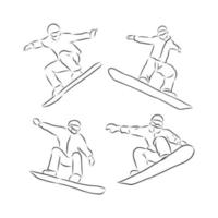 croquis de vecteur de snowboarder