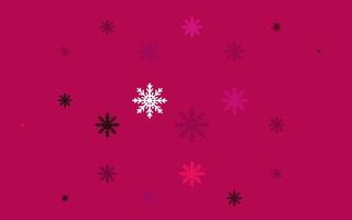 couverture vectorielle rose clair avec de beaux flocons de neige. vecteur
