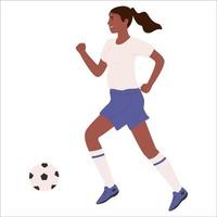 femme jouant au foot vecteur