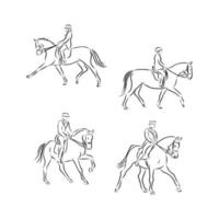 croquis de vecteur de chevaux de dressage