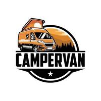 camping-car haut de gamme camping-car rv caravane vecteur de logo prêt à l'emploi. le meilleur pour l'industrie liée aux camping-cars