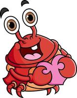 le crabe mignon étreint et tient un amour en forme de coeur vecteur