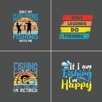 conception de t-shirt personnalisé de pêche, vecteur de conception de pêche groupée pour vous