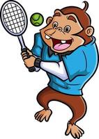le chimpanzé professionnel joue au tennis vecteur