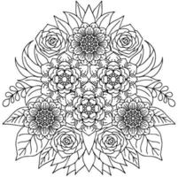 page de coloriage de l'élément de contour de fleur de conception vecteur