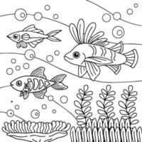 conception aqua poisson contour coloriage page pour enfant vecteur