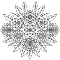 page de coloriage de l'élément de contour de fleur de conception vecteur