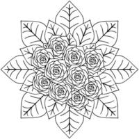 page de coloriage de l'élément de contour de fleur de conception vecteur