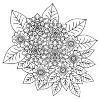 page de coloriage de l'élément de contour de fleur de conception vecteur