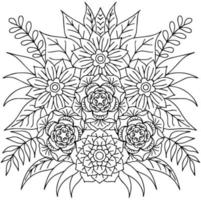 page de coloriage de l'élément de contour de fleur de conception vecteur