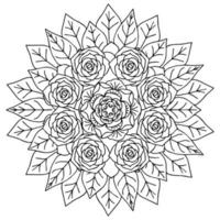 page de coloriage de l'élément de contour de fleur de conception vecteur