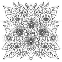 page de coloriage de l'élément de contour de fleur de conception vecteur