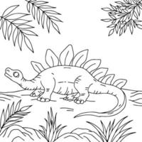 conception de page de coloriage de personnage de dinosaure pour enfant vecteur