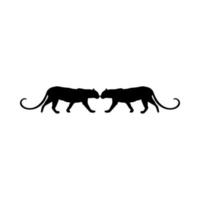 marche, tigre debout, léopard, guépard, panthère noire, silhouette de famille de gros chats pour logo ou élément de conception graphique. illustration vectorielle vecteur