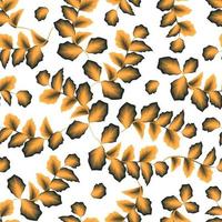 feuilles ramifiées motif tropical harmonieux avec combinaison de couleurs foncées et orange sur fond blanc. texture de tissu ou papier peint. conception de texture à la mode. fond d'écran nature. vecteur décoratif