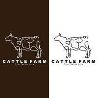 logo animal de vache, ferme bovine, conception d'illustration d'animaux de ferme laitière vecteur