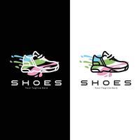 conception de logo de chaussure de baskets, illustration vectorielle de chaussures tendance pour les jeunes, concept funky simple vecteur