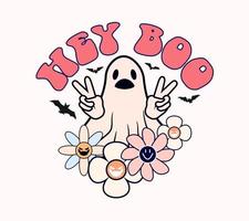 hey boo avec la conception de t-shirt halloween boo vecteur