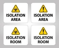 Zone d'isolement des risques biologiques et signe de la salle sur fond blanc vecteur