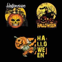 art vectoriel halloween et ensemble de modèles de conception de t-shirt 300dpi vecteur prêt à imprimer