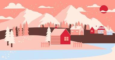 commencer l'illustration du paysage d'hiver vecteur