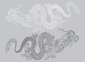 dragons asiatiques noirs et blancs. vecteur