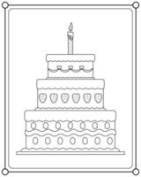 gâteau d'anniversaire adapté à l'illustration vectorielle de la page de coloriage pour enfants vecteur