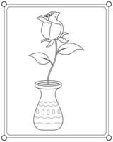 belles fleurs dans des pots adaptés à l'illustration vectorielle de livre de coloriage vecteur