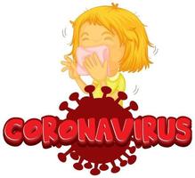 affiche de coronavirus avec cellule germinale et fille malade vecteur