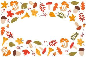 doodle jeu de couleurs d'automne de feuilles d'arbres et de champignons, concept d'automne, illustration vectorielle vecteur