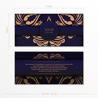 conception de carte postale violette élégante prête à imprimer avec des motifs grecs luxueux. modèle de carte d'invitation de vecteur avec ornement vintage.