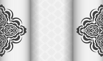 bannière blanche de magnifiques motifs vectoriels avec ornements de mandala et place sous le texte. conception d'invitation prête à imprimer avec des motifs de mandala. vecteur