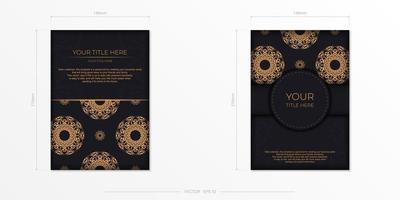 modèle de carte d'invitation de vecteur avec place pour votre texte et ornement abstrait. conception de carte postale de couleur noire avec ornement orange.