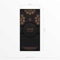 modèle de carte postale rectangulaire en noir avec des ornements indiens. conception d'invitation prête à imprimer avec des motifs de mandala. vecteur
